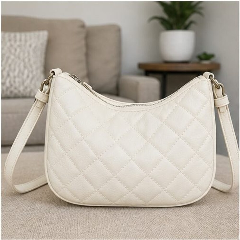 Ivory Quilted Crossbody Bag